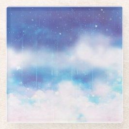 Celestial Blue Nebula Glass Onderzetter