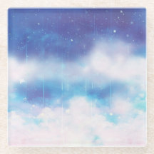 Celestial Blue Nebula Glass Onderzetter