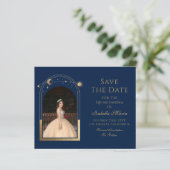 Celestial Blue Save The Date Verjaardag Quinceaner (Staand voorkant)