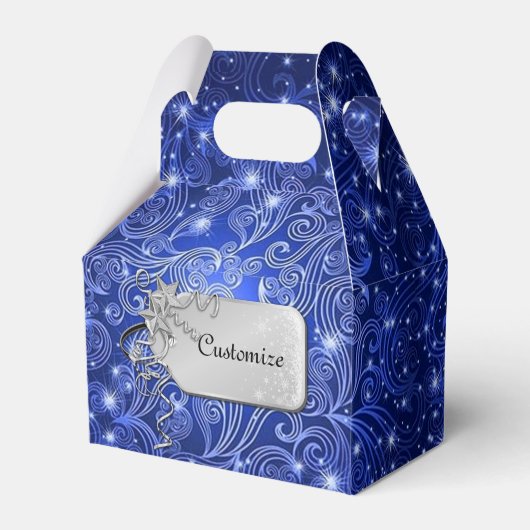 Celestial Blue Swirls & Stars Gable Favor Box Bedankdoosjes (Voorkant Zijde)