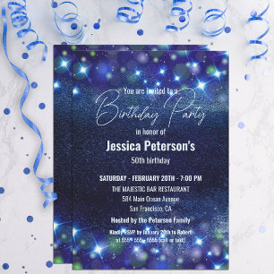 Celestial Blue Twinkle Lights 50ste verjaardagsfee Kaart