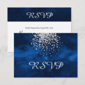 Celestial Blue Universe met Silver Confetti RSVP Kaartje (Voorkant / Achterkant)