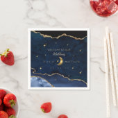 Celestial Blue Wedding Midnight Stars Moon Servet (Insitu)
