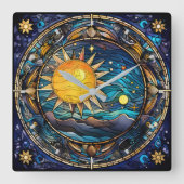 Celestial Bodies Wall Clock Vierkante Klok (Voorkant)