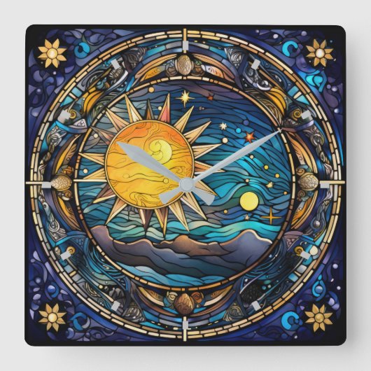 Celestial Bodies Wall Clock Vierkante Klok (Voorkant)