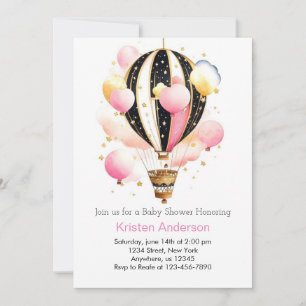 Celestial Boho Balloon Adventure Girl Baby shower Kaart