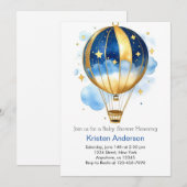 Celestial Boho Hete Luchtballon Jongen Baby shower Kaart (Voorkant / Achterkant)