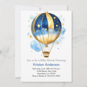 Celestial Boho Hete Luchtballon Jongen Baby shower Kaart