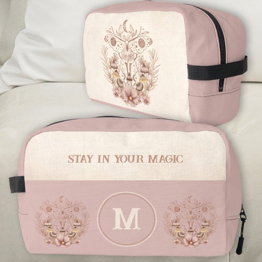 Celestial Boho Moth Paddenstoelen Monogram Naam Toilettasje