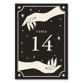 Celestial Boho Tarot Hands Wedding Table Number Kaart