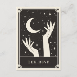 Celestial Boho Tarot Moon Wedding RSVP Kaart