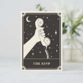 Celestial Boho Tarot phone Wedding RSVP Kaart (Staand voorkant)