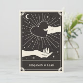 Celestial Boho Tarot Wedding Invitation Kaart (Staand voorkant)
