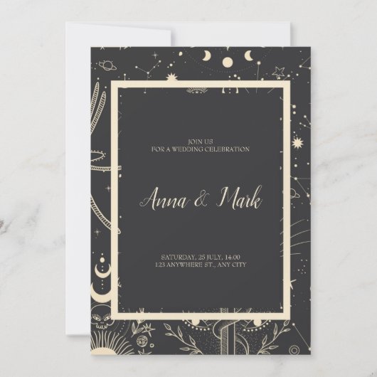 Celestial Boho Wedding Invitation Kaart (Voorkant)