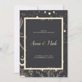 Celestial Boho Wedding Invitation Kaart