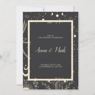 Celestial Boho Wedding Invitation Kaart
