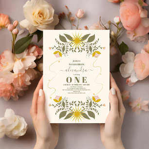 Celestial Botanical 1e Verjaardag Kaart