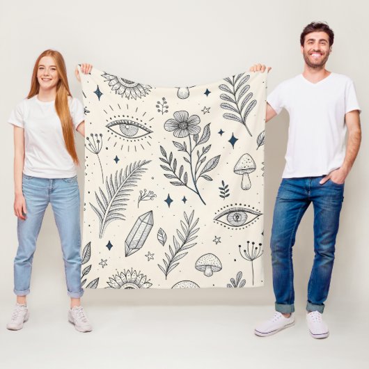 Celestial Botanical Pattern (4) Fleece Deken (In situ)