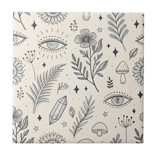 Celestial Botanical Pattern (4) Tegeltje (Voorkant)