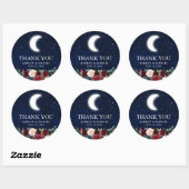 Celestial bruiloft Dank u Moon Stars Floral Ronde Sticker (Vel)