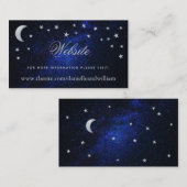 Celestial Bruiloft Website Maan & Sterren Blauwe N Informatiekaartje (Voorkant / Achterkant)