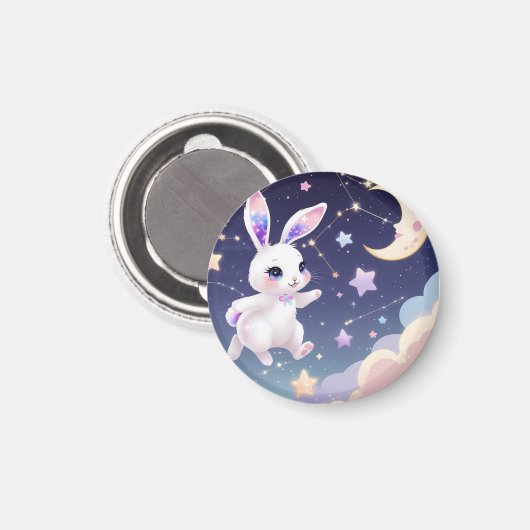Celestial Bunny Magnet -Kawaii Rabbit Fridge Decor (Recto/Verso)
