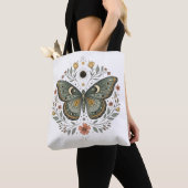 Celestial Butterfly Floral Illustration Tote Bag (De près)