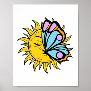 Celestial Butterfly Sun Poster