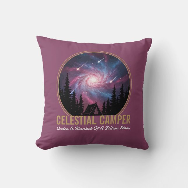 Celestial Camper Galaxy Night Scene Kussen (Voorkant)