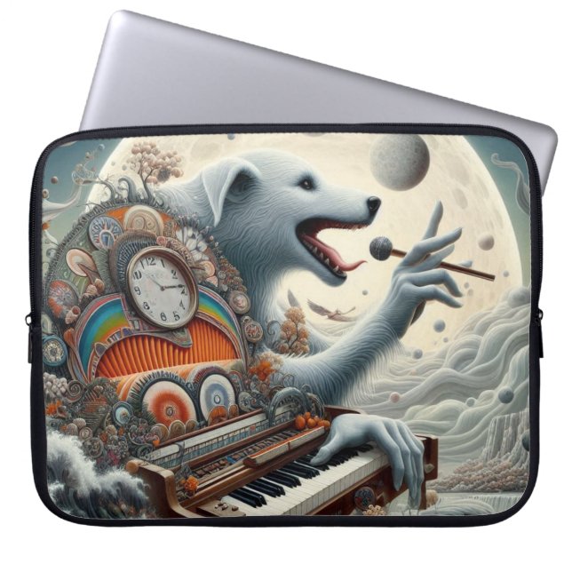 Celestial Canis Pianist Laptop Sleeve (Voorkant)
