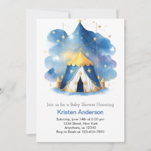 Celestial Carrousel Dreamy Circus Boy Baby shower Kaart