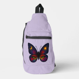 Celestial Cat-Eye Butterfly Lavender Sun Moon Boho Sling Bag