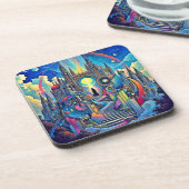 Celestial Cathedral Cityscape Bier Onderzetter (Linkerzijde)