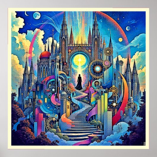 Celestial Cathedral Cityscape Poster (Voorkant)