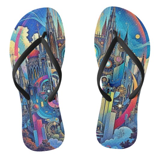 Celestial Cathedral Cityscape Teenslippers (Voetbed)