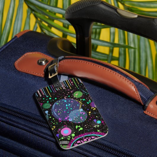Celestial Celebrations: Maximalist Abstract Art Bagagelabel (Voorkant Insitu 1)
