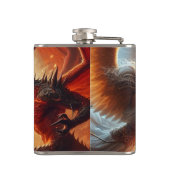 Celestial Clash: rood en goud Heupfles (Achterkant)