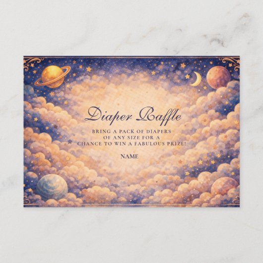 Celestial Cloud Planets Diapper Raffle  Informatiekaartje (Voorkant)