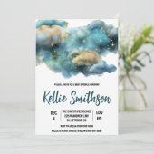 Celestial Clouds and Stars Baby Sprinkle Kaart (Staand voorkant)