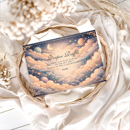 Celestial Clouds Stars Baby Shower Diapper Raffle Informatiekaartje