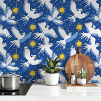 Celestial Cockatoos op Blauw