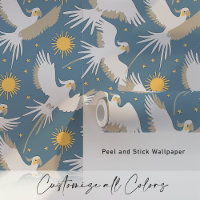 Celestial Cockatoos op Twilight Blue