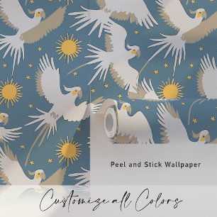 Celestial Cockatoos op Twilight Blue Behang