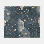 Celestial Constellation Star Pattern (5) Fleece Deken (Voorkant (Horizontaal))