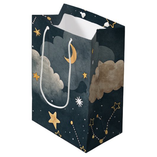 Celestial Constellation Star Pattern (5) Medium Cadeauzakje (Voorkant Gekanteld)