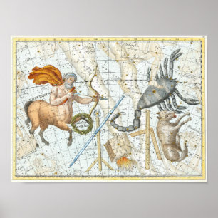 Celestial Constellations Map Poster