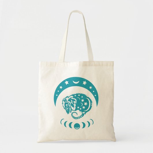 Celestial Crecent Moon Possum Whimsical Natuur Tote Bag (Voorkant)