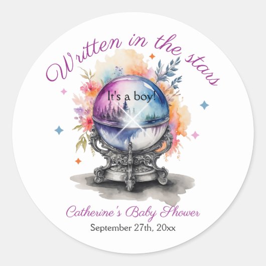 Celestial Crystal Ball Astrologie Baby shower Ronde Sticker (Voorkant)