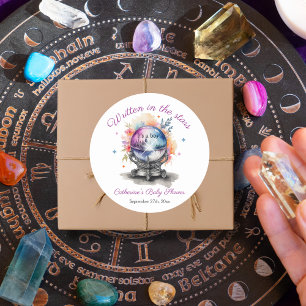 Celestial Crystal Ball Astrologie Baby shower Ronde Sticker