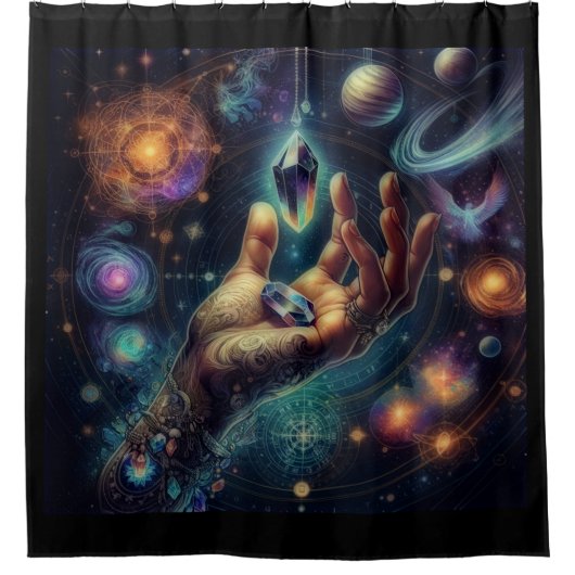 Celestial Crystal in de Palm Galaxy Spacy Douchegordijn (Voorkant)